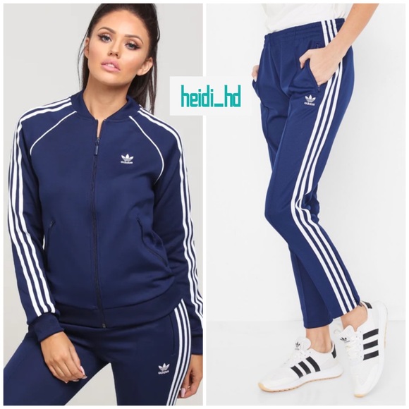 navy blue adidas sst tracksuit